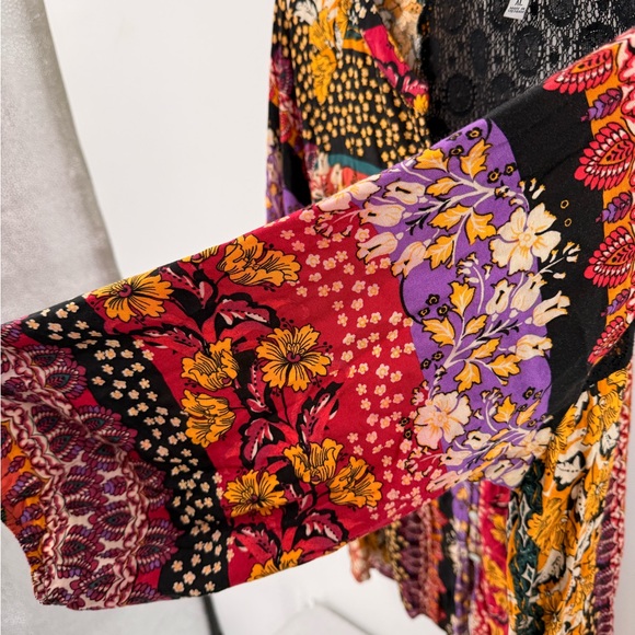 Figueroa & Flower Women Bohemian Tunic Blouse Floral Print Lace Panel Top XL - Picture 5 of 8